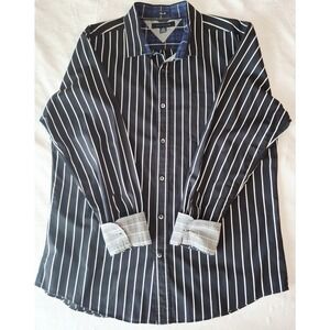 Tommy Hilfiger Slim Fit Striped Black/White Button/ Long Sleeve Shirt Men's XL